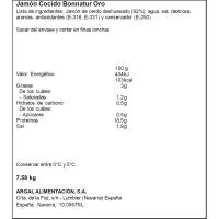 Jamón cocido ARGAL Bonnatur, al corte, compra mínima 100 g