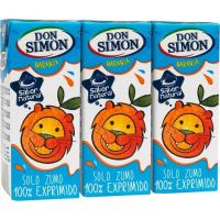 Zumo de naranja exprimida sin pulpa DON SIMON, pack 3x20 cl