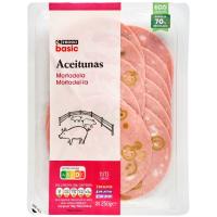 Mortadela con aceitunas EROSKI basic, sobre 250 g