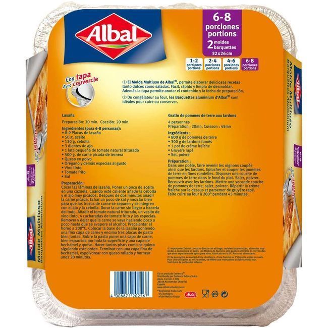 Molde de aluminio multiuso 32x26 ALBAL, pack 2 uds