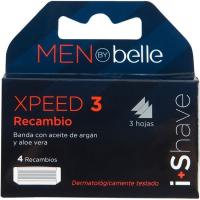 Recambio de maquinilla 3 hojas MEN BY BELLE, pack 4 uds