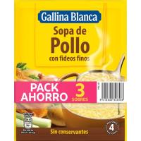 Sopa de pollo con fideos GALLINA BLANCA, pack 3x71 g