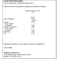 Leche desnatada FEIRACO, brik 1 litro