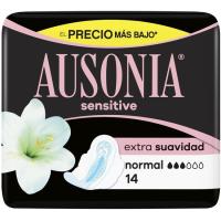 Compresa sensitive normal con alas AUSONIA, paquete 14 uds