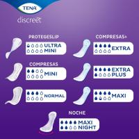 Compresa incontinencia maxi noche TENA Discreet, paquete 12 uds