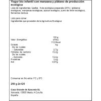 Yogur sabor manzana-plátano ecológico C.G. XANCEDA, pack 2x125 g