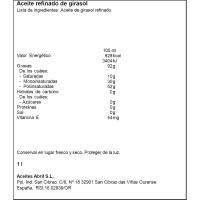 Aceite de girasol ABRILSOL, botella 1 litro