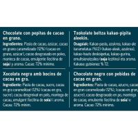 Chocolate 72% cacao-pepitas EROSKI, tableta 100 g