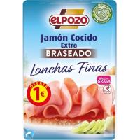 Jamón cocido braseado lonchas finas ELPOZO, bandeja 85 g