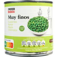 Guisante muy fino EROSKI BASIC, lata 280 g