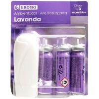 Ambientador minispray lavanda  EROSKI, aparato +3 recargas