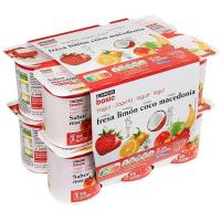 Yogur sabor fresa-limón-coc-maced.EROSKI basic, pack 12x125g