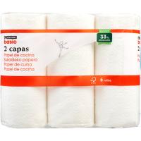 Papel de cocina blanco EROSKI BASIC, paquete 6 rollos