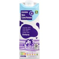 Leche entera sin lactosa EROSKI, brik 1 litro