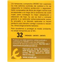 Tampón regular con aplicador compacto EROSKI, caja 32 uds