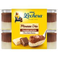 Mousse duo de chocolate blanco LA LECHERA, pack 4x59 g