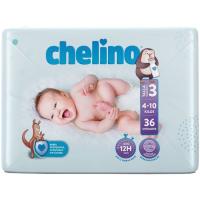 Pañal 4-10 kg Talla 3 CHELINO, paquete 36 uds