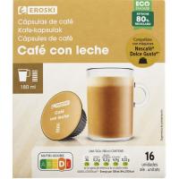 Café con leche comp. Dolce Gusto EROSKI, caja 16 uds