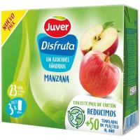 Zumo sin azúcar de manzana JUVER, pack 3x200 ml