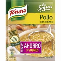 Sopa de pollo con fideos KNORR, pack 3x63 g