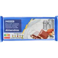 Chocolate con leche y almendras EROSKI, tableta 150 g