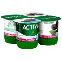 Activia 0% con ciruela DANONE, pack 4x120 g