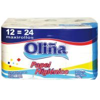 Papel higiénico 12=24 OLIÑA, paquete 12 rollos