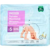 Pañal canal absorbente 13-18 kg Talla 5 EROSKI, paquete 44 uds