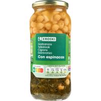 Garbanzos con espinacas EROSKI, frasco 370 g