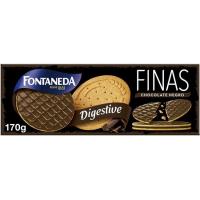 Galleta Digestive Finas de chocolate negro FONTANEDA, caja 170 g