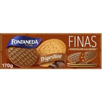 Galleta Digestive Finas de chocolate-leche FONTANEDA, caja 170 g