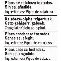 Pipas de calabaza tostada sin sal EROSKI, bolsa 75 g