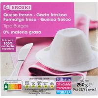 Queso fresco 0% EROSKI, pack 4x62,5 g
