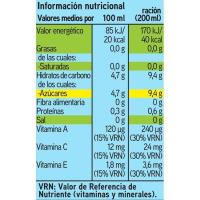 Bebida de naranja sin azúcar añadido EROSKI, pack 6x20 cl