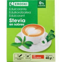 Edulcorante stevia EROSKI, caja 40 uds.