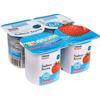 Yogur desnatado sabor fresa EROSKI basic, pack 4x125 g