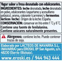 Yogur desnatado sabor fresa EROSKI basic, pack 4x125 g