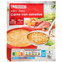 Sopa de carne con estrellas EROSKI, sobre 77 g