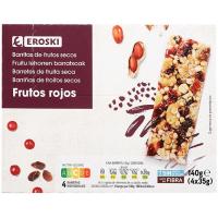 Barritas frutos secos con frutos rojos EROSKI, 140 g