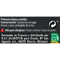 Pimienta blanca molida para sazonar EROSKI, frasco 47 g