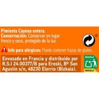 Pimienta cayena en grano para sazonar EROSKI, frasco 13 g