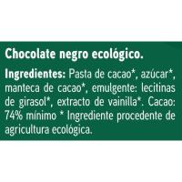 Chocolate negro 74% cacao EROSKI BIO, tableta 100 g