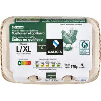 Huevo fresco suelo L/XL Galicia EROSKI, cartón 6 uds