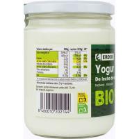 Yogur natural de leche de vaca EROSKI BIO, frasco 420 g