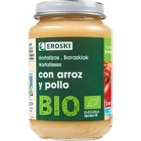 Tarrito de pollo con arroz EROSKI BIO, tarro 200 g