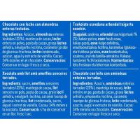 Chocolate con leche con almendras enteras EROSKI, tableta 200 g