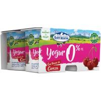 Yogur desnatado con cereza ASTURIANA, pack 4x125 g