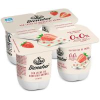 Yogur desnatado con trozos fresa CLESA Bienatur, pack 4x115 g