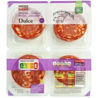 Chorizo dulce extra EROSKI BASIC, pack 4x60 g