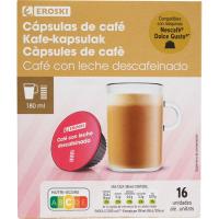 Café c/leche descafeinado comp. Dolce Gusto EROSKI, caja 16 uds